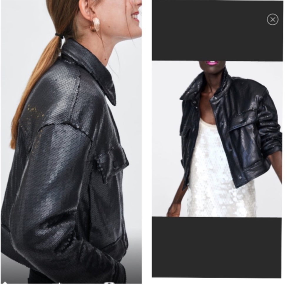 💥 NWOT Zara sequins jacket made of 100% recycled water bottles